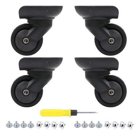 2 Pair Replacement Wheels for Luggage 360 Swivel Suitcase Casters Rollers 1.33inch W293, Black