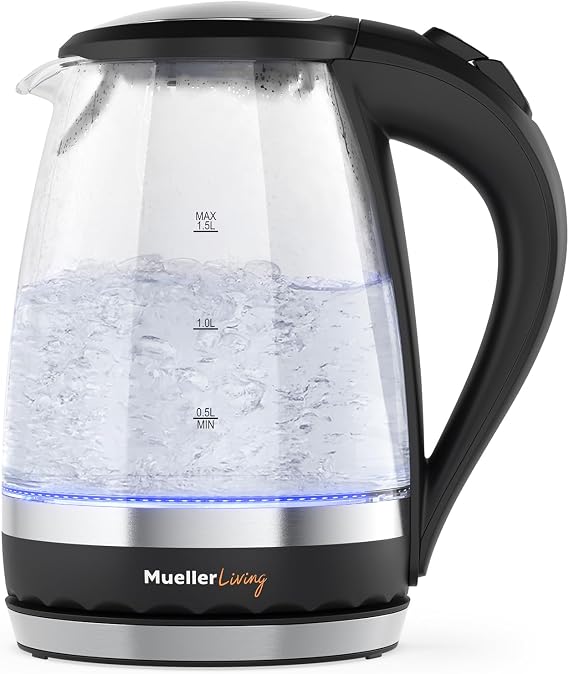 Mueller Living 1.5L Electric Kettle, Tea Kettle for Boiling Water