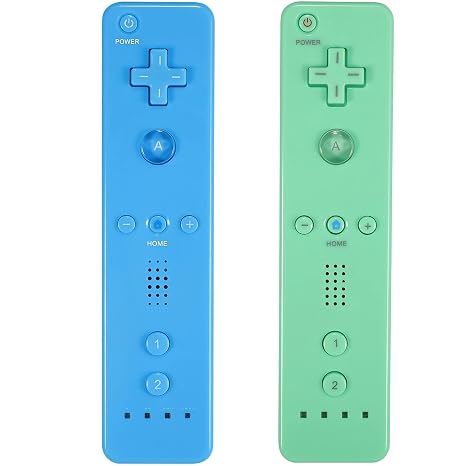Yosikr Remote Controller for Wii/Wii U, with Silicone Case and Wrist Strap (2 Pack, Green and Blue)
