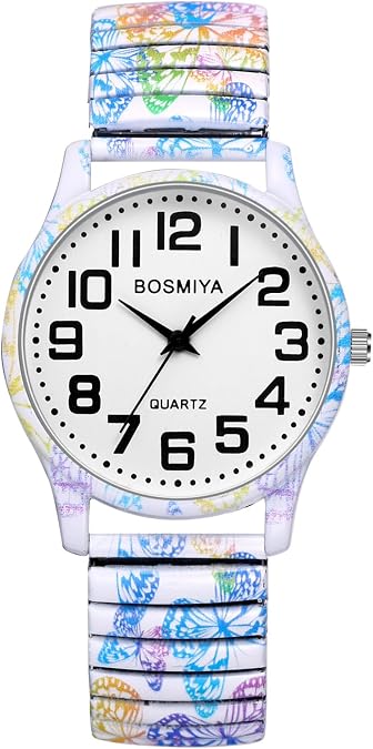 Avaner Women's Stretch Band Watches: Ladies Boho Printed Elastic Strap Easy Reader Analog Quartz Bangle Wrist Watch