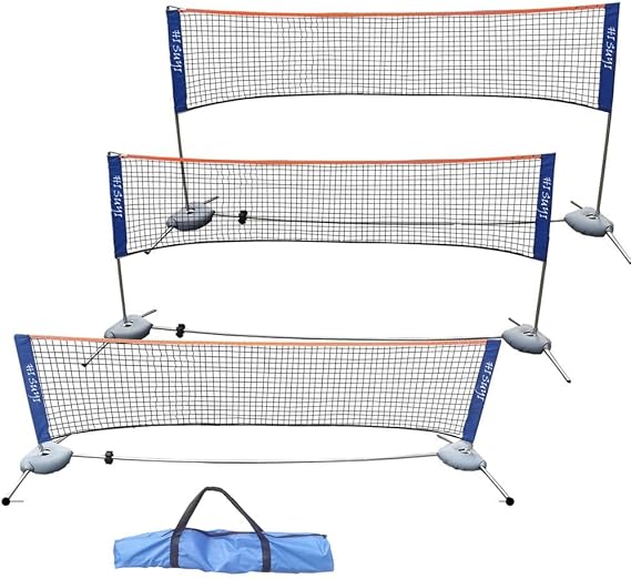 Portable Height Adjustable Badminton Volleyball Tennis Net Set Multi-Purpose Sports Equipment with Poles Stand and Carry Bag for Kids Adult Outdoor Exercise