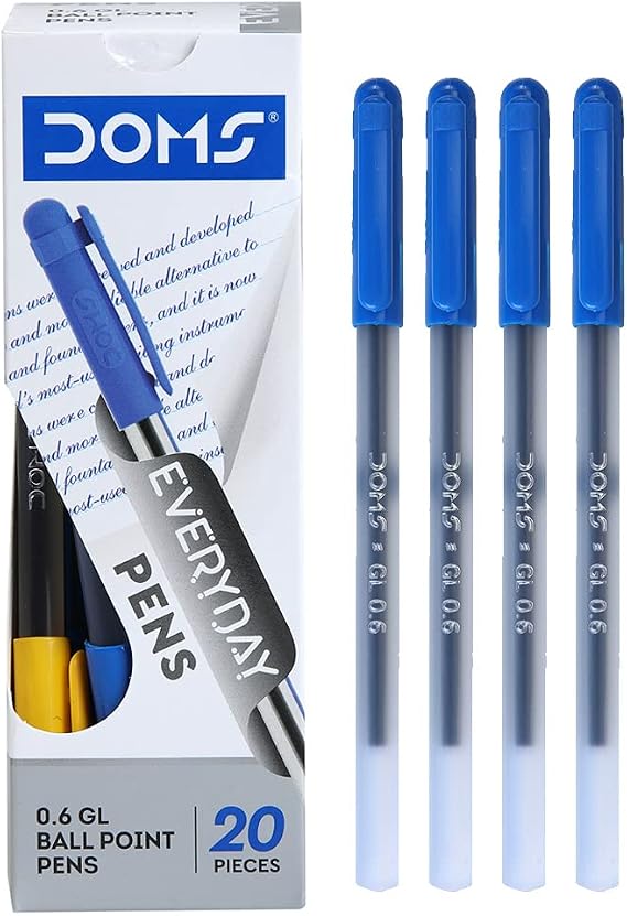 Doms 0.6 Gl Ball Point Pen - Blue Ink (Pack of 80)