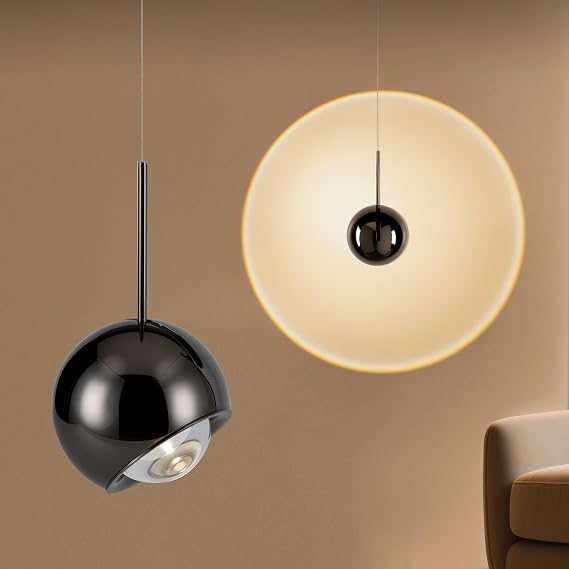 Tubicen Rotatable Battery Operated Pendant Light with Remote 2700K-5000K | 8000mAh Rechargeable Globe Hanging Lamp Flexible Dimmable Bright LED Wireless Battery Pendant Light for Living Room Bedroom