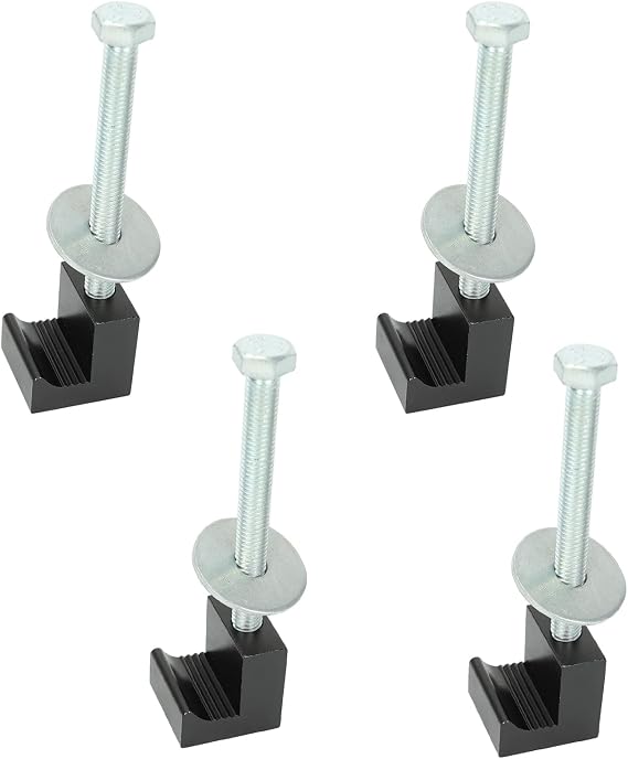 Truck Tool Box Tie Downs Aluminum J Hook Crossover,Easy Mount 4 Pack-Black,Universal Fit Pick Up Truck Tool Box Mounting Kit