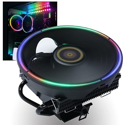 DS 120MM CPU Cooler for PC Case, Black Aluminum Extrusion CPU Cooling LED Fan for Computer Case, Compatible with Intel LGA 1366 1156 1155 766 Static RGB Fan, C Series