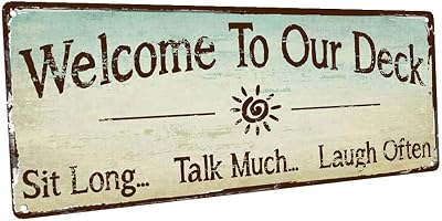 HBA Welcome to Our Deck Metal Sign 6 in x 16 in Outdoor Aluminum, AL-HB7694