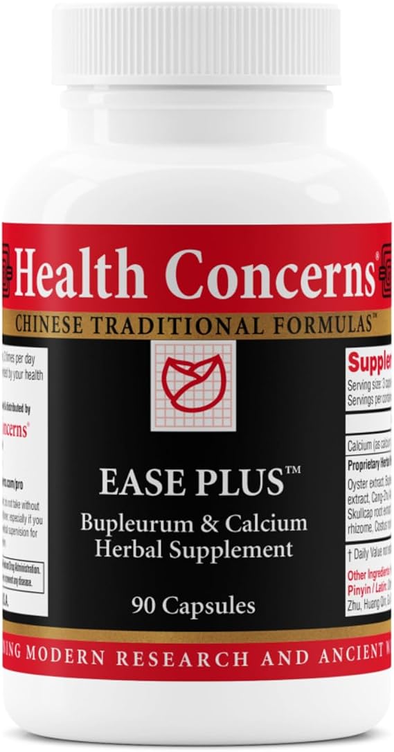 Health Concerns Ease Plus Mood Balance, Stress Support, Liver & Digestive Harmony Bupleurum & Calcium Herbal Supplement Chinese Traditional Supplements 90 Capsules