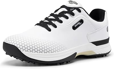 FitVille Wide & Extra Wide Mens Golf Shoes Professional Outdoor Waterproof Spiked Golf Shoes for Men