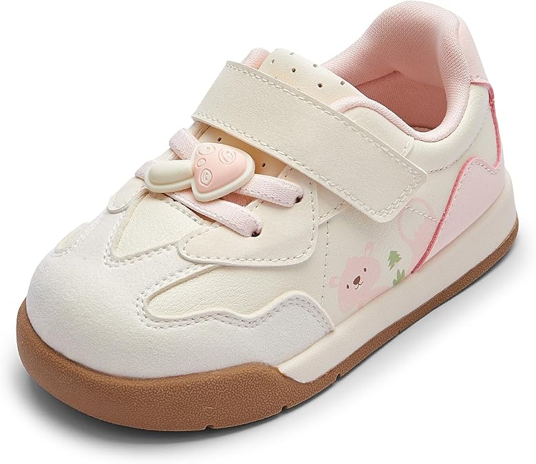 Balabala Girls Boys Toddler Sneakers Wide Toe Box Walking Shoes | Unisex Kids Sneakers with hook-and-loop straps, non-slip soles, soft heel cushion, and flexible support for play