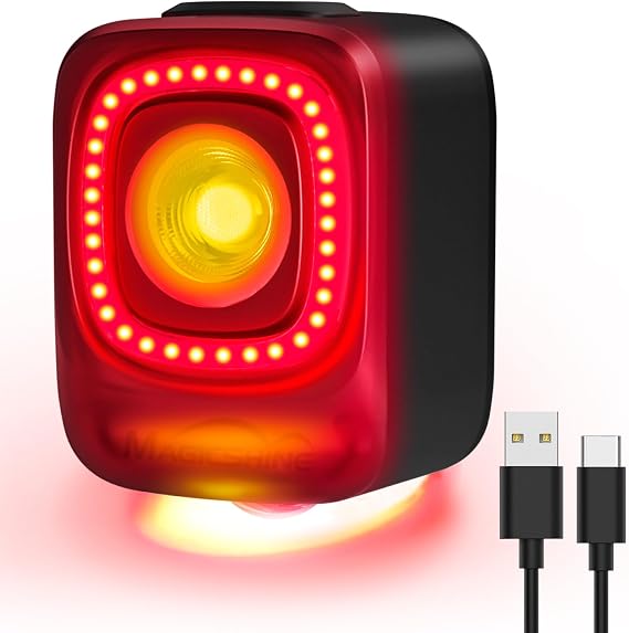 Magicshine Rechargeable Bike Tail Lights,200 Lumens Max Output,360 Visibility Bicycle Lights, Smart Brake Sensor IPX6 Waterproof Rear Bike Lights 5 Modes for Road Urban Cyclists