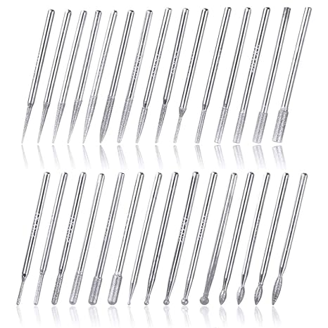 30Pcs Diamond Grinding Bit Set, 2.35mm Diamond Burr Bits