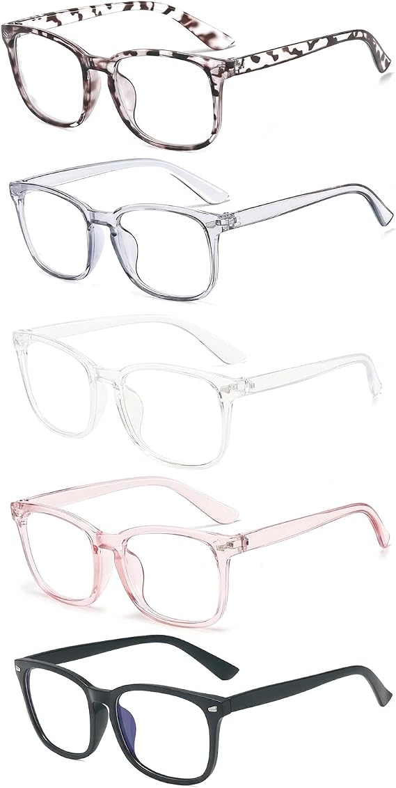 5 Pack Blue Light Blocking Glasses for Women and Men, Anti Glare Computer Eyewear for Screen Time Protection, Fashion Blue Light Glasses for Daily Office and Study Use