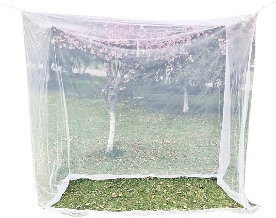 Jumbo Mosquito Net Canopy for King Size Bed. The Thin Mesh Netting Lets Breeze in and Bugs Out,Outdoor Patio Backyard Camping Curtains Account | Easy to Carry, Hanging, White (WZ23)