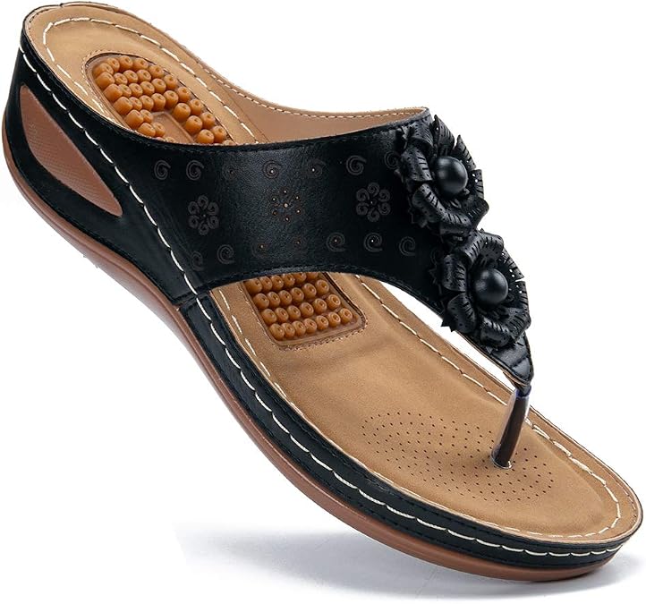 Ecetana Women's Sandals Comfortable Flip Flops for Women Summer Casual Wedge Sandals Shoes Casual