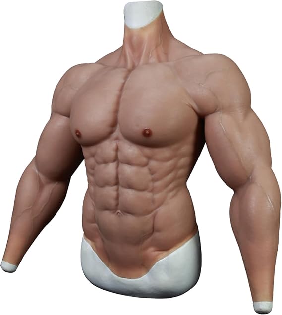 Silicone Muscle Bodysuit for Men - Realistic Fake Muscle Chest & Abs, Adjustable Bodybuilding Costume