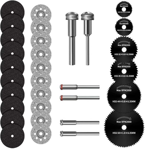 Cutting Wheels for Dremel, Cutting Disc Set for Rotary Tool Accessories, Mini High Speed Steel Saw Blades, Diamond Resin Cutting Wheels with 1/8" Shank, for Wood/Metal/Plastic/Glass/Stone/DIY-Craft