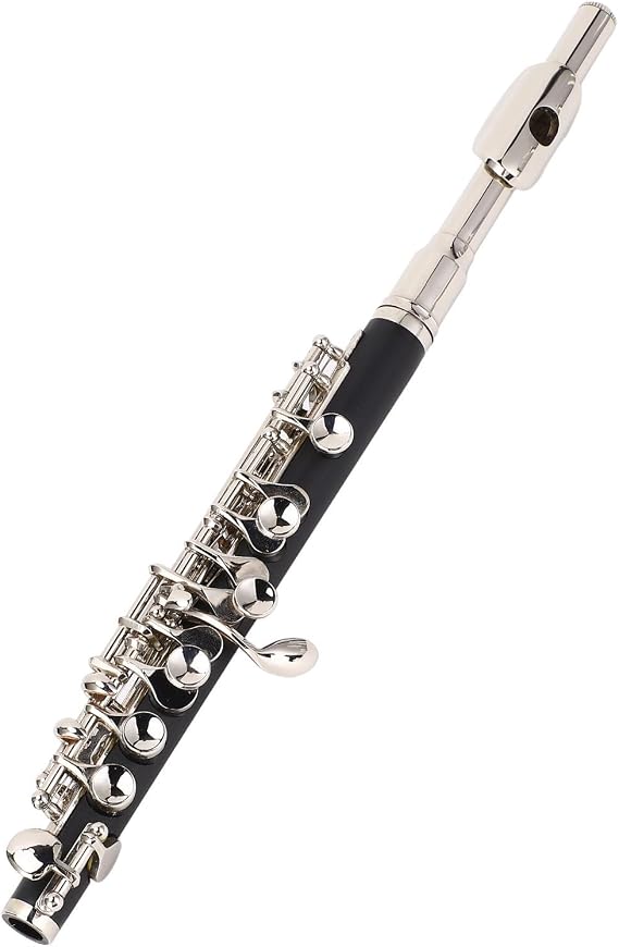 C Piccolo Flute for Beginners, Resonant Sound, with Shiny Ni Plated Keys, Ni Body, Features Precision CNC Blow Holes, Includes Cleaning Kit, for Students, Performance