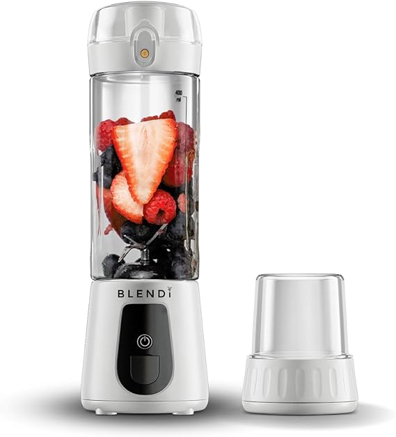 Blendi PRO Portable Rechargeable Blender - Perfect for Fruits, Protein Powder, Margaritas, Ice etc - 6 Stainless Steel Blades, 532 ml or 18 oz capacity - Blend with it Anywhere! (18 oz, White)
