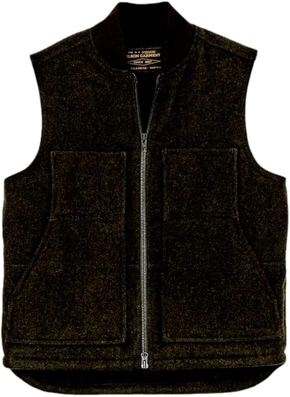 Filson Men's Lined Mackinaw Wool Work Vest, Forest Green