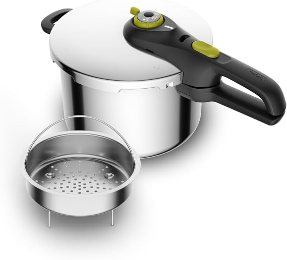 Tefal Pressure Cooker Secure 5 Neo 6 L Korbeinsatz & Dreifuß Secure 5 Sicherheitssystem alle Herdarten induktionsgeeignet spülmaschinenfest P2530738