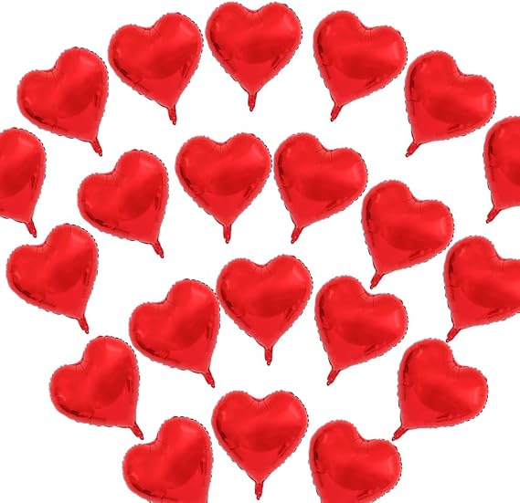 5 Inch Red Heart Mylar Balloons, 50pcs Small Foil Balloons for Wedding Baby Shower Valentine's Day Birthday Party Decorations