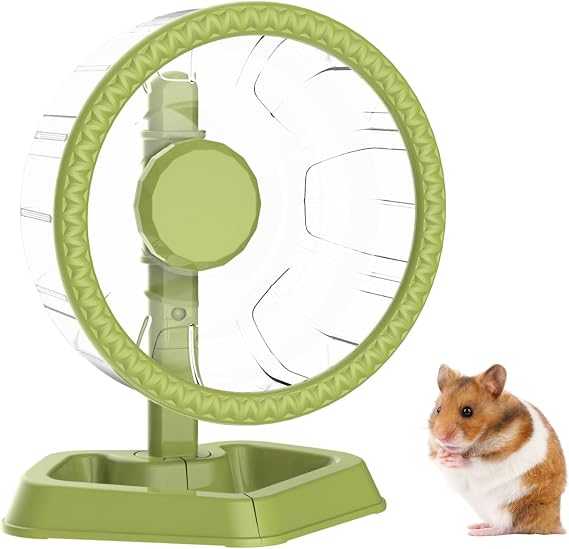 Hamster Wheel, Quiet Spinner Hamster Running Exercise Wheel with Adjustable Stand for Small Animals Syrian Dwarf Gerbils Mice (Green, Small (16cm))