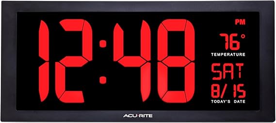AcuRite 75100C 18-Inch Large Led Clock with Indoor Temperature