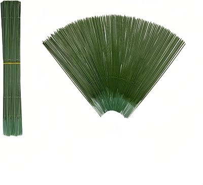 100 pcs Floral Stem Wire - Plastic Artificial Flower Green Stem Rod - Plant Stub Wire Green Florist Wires 12inch  30cm