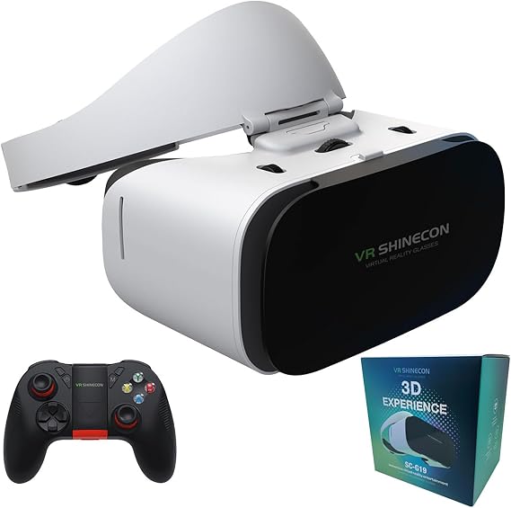 VR Headset for Phone with Controller, Virtual Reality Glasses Stereo Headphones 3D Glasses, VR Glasses for TV, Movies, Video Games(S01)