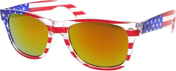 grinderPUNCH American Patriot Flag Wayfarer Sunglasses Mirror Lens USA (Gold, 50)