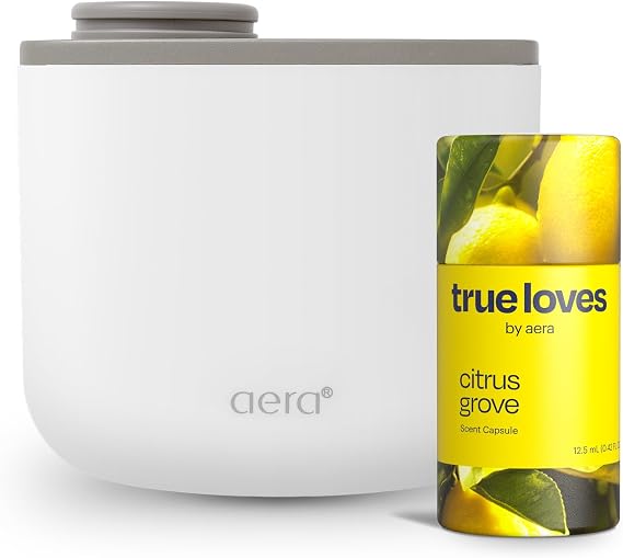 Aera Mini Waterless Plug-In Essential Oil Diffuser - Home Fragrance Kit | For rooms 100-400 sq ft, Citrus Grove Scent, smart scent machine with app & Alexa control, includes 1 capsule