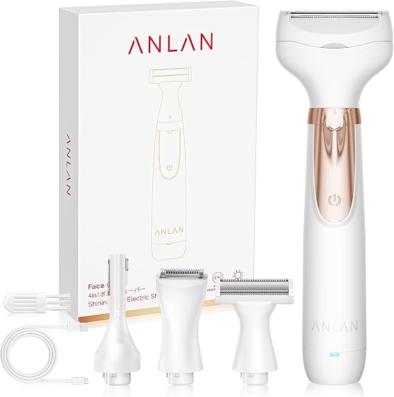 4-in-1 Bikini Trimmer for Women, Electric Razor for Legs Underarms & Pubic Hair, Painless Ceramic Blade Shaver, IPX7 Waterproof Cordless Lady Razor Gifts for Women