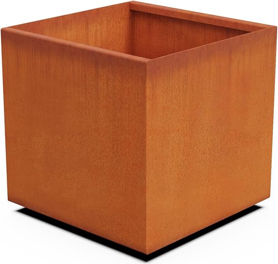 PLANTERCRAFT Corten Steel Planter Square Cube Metal Garden Box Heavy Duty | Made in USA | Fully Assembled | Commercial Residential Outdoor