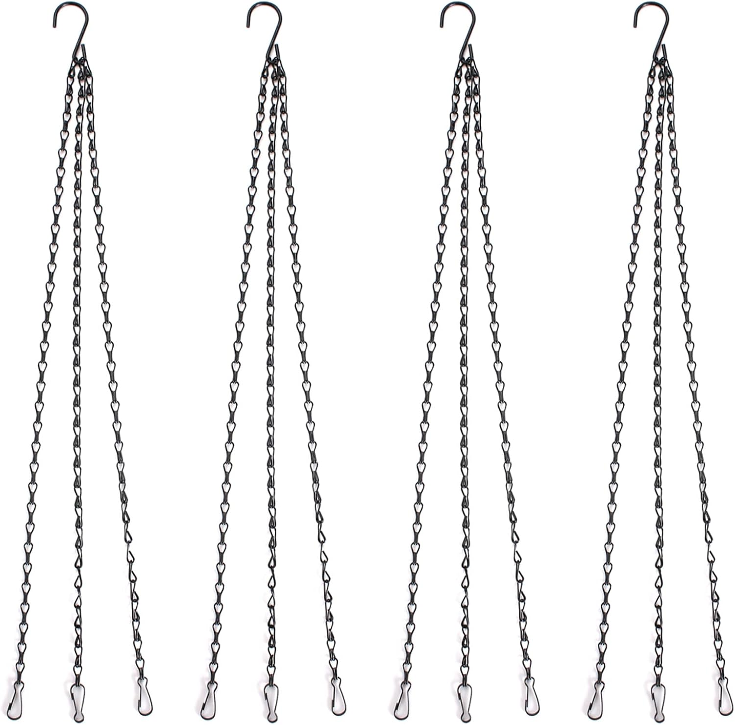 Black Hanging Basket Hangers Flower Pot Chains Replacement Plants Hangers, 4 Pack, 20 inch