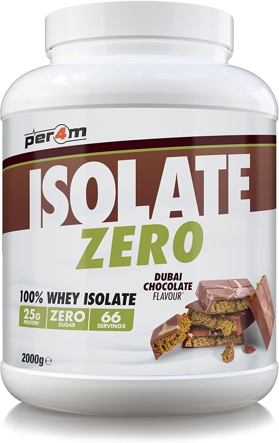 Per4m Isolate Zero Premium Whey Protein Powder | Superior Flavour Ultra Filtered + Amino Acids | Fast Absorbing Zero Sugar Gluten Free Shake for Lean Muscle & Recovery (2kg, Dubai Chocolate)