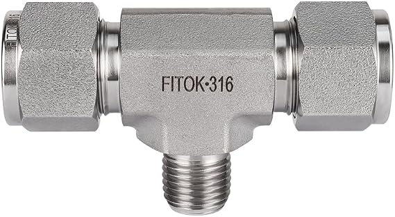 316 Stainless Steel Compression Fitting Male Branch Tee 3/16" Tube OD x 3/16" Tube OD x 1/8" Male NPT, SS-TTM-FL3-NS2