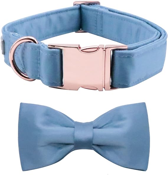 Lionet Paws Dog Collar Bowtie - Comfortable Silk Boy Dog Collar with Detachable Bow Tie for Puppy and Cat, Neck 20-30cm