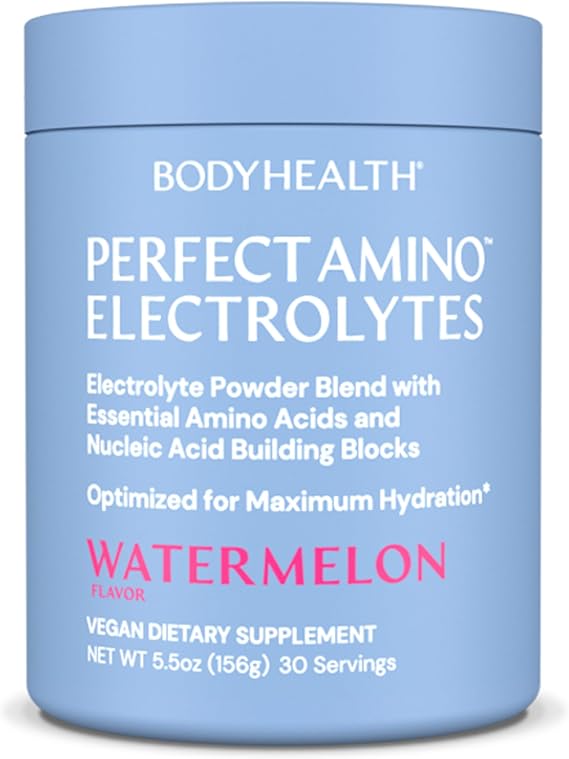 Body PerfectAmino Electrolytes Powder No Sugar, Keto Sugar Free Fasting Electrolytes Drink Mix, Hydration Powder with Trace Minerals - Watermelon - 30 Servings