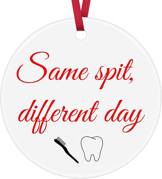 Dental Gifts for Dentist Christmas Ornaments Gift Funny Dental Hygienist Gift Ideas Dental Gifts for Women Men Ceramic Hanging Ornament Gifts for Dental Assistant Dental Hygienist Gifts