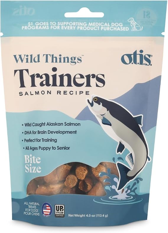O.T.I.S. Wild Things Trainers Salmon Recipe 4 oz Bite-Size Dog Training Treats with DHA, Ashwagandha & L-Theanine Wild Caught No Hormones or Additives