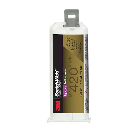 3M Scotch-Weld Epoxy Adhesive DP420, Black, 50 mL (1.69 fl oz) Duo-Pak | Two-Part Epoxy Structural Adhesive, High Impact and Fatigue Resistant, Maintains Bond Strength