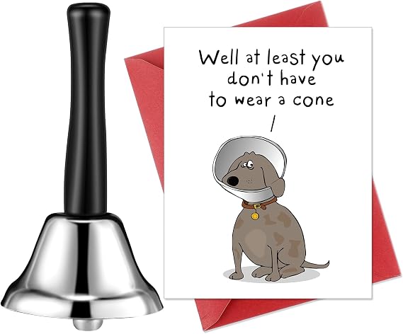 MorningRo 2 Pcs Get Well Gifts Funny Card After Surgery, Silver Bell