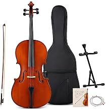 4/4 Full Size Electric Cello, Metallic Black Silent Cello with Ebony Fittings, Solid Maple Body, Bow, Rosin, Padded Case, AUX Cable & Headphones for Practice, Studio & Performance
