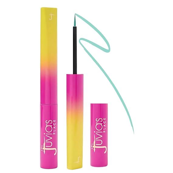 Juvia's Place Liquid Eyeliner Waterproof - Bright Aqua Blue Fine Tip Eyeliner, Smudge-Proof with Precision Applicator for Bold Eye Looks, Smooth Lines, Vibrant Color, and All-Day Long-Lasting Wear