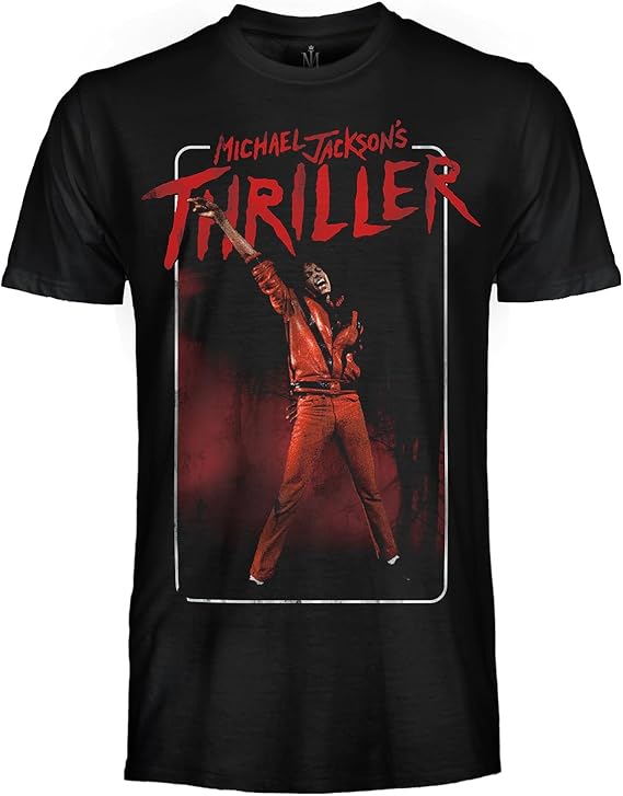 Michael Jackson Official Thriller T Shirt. Unisex Cotton T-Shirt. Regular Fit Jersey for Adults and Boys