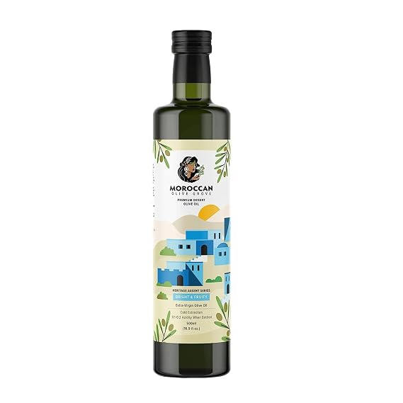 Moroccan Olive Grove Bright & Fruity Extra Virgin Olive Oil, 16.9 Fl Oz / 500 mL | High Polyphenol EVOO