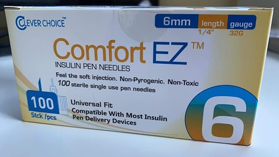 Comfort EZTM Insulin Pen Needles 31G 6mm (1/4 Inch) - 100 Count