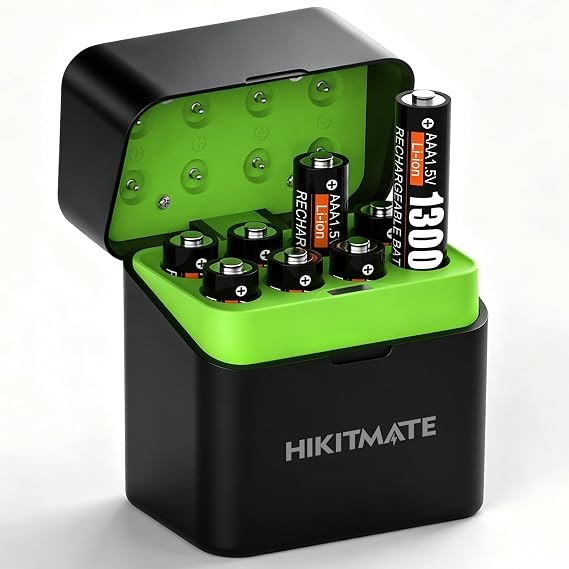 1.5V Rechargeable AAA Lithium Batteries with Charger LCD Display, 8 Pack