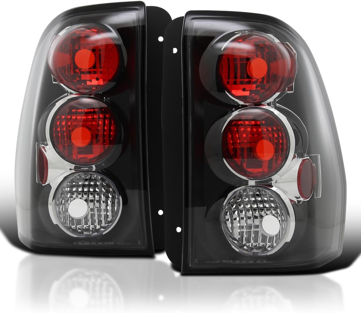 Spec-D Tuning Black Housing Clear Lens Tail Lights Compatible with 2002-2009 Chevy Trailblazer, Left  Right Pair Assembly