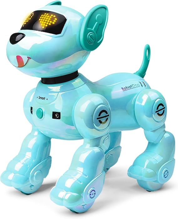 VATOS Rechargeable Robot Dog for Kids, Remote Control Robotic Dog with Programmable, 17 Interactive Functions & Volume Adjustable, Singing Dancing Robot Dog Toy Gift for Kids 3-8 Years Old, Blue